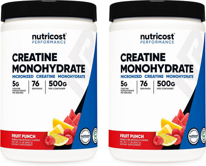 Nutricost Micronized Creatine Monohydrate Powder - 500g (100 Servings) - Pure Unflavored - 5g Per Serving - Non-GMO, Gluten Free