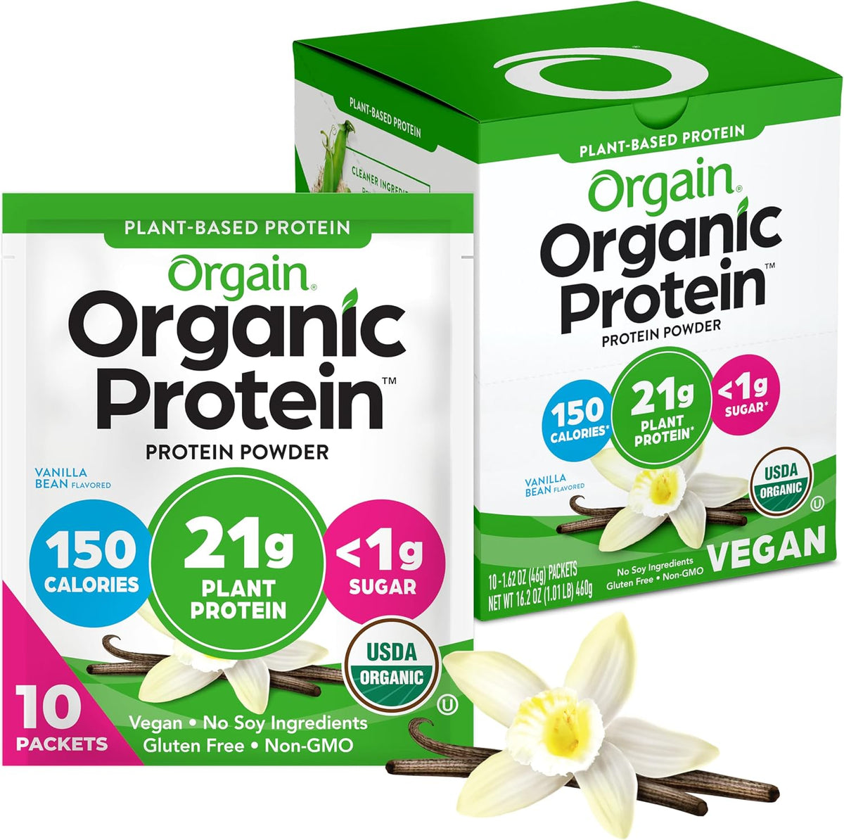 Orgain Organic Vegan 21g Protein Powder, Strawberries & Cream, 2.03 lb