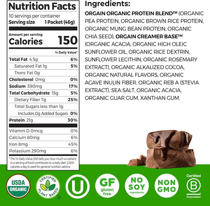 Orgain Organic Vegan 21g Protein Powder, Strawberries & Cream, 2.03 lb