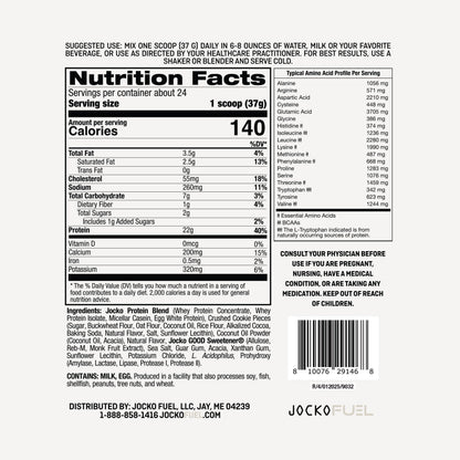 Jocko Fuel Whey Protein Powder, Gingerbread Cookie, 22g Protein, Digestive Enzymes + Probiotic Blend, No Sugar Added, with Essential Amino Acids + Electrolyte Minerals, 31 Servings