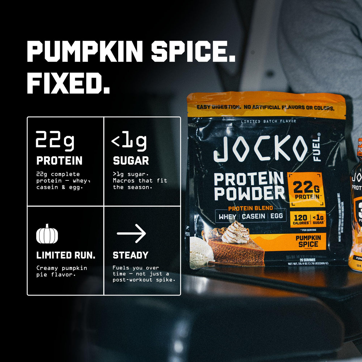 Jocko Fuel Whey Protein Powder, Gingerbread Cookie, 22g Protein, Digestive Enzymes + Probiotic Blend, No Sugar Added, with Essential Amino Acids + Electrolyte Minerals, 31 Servings