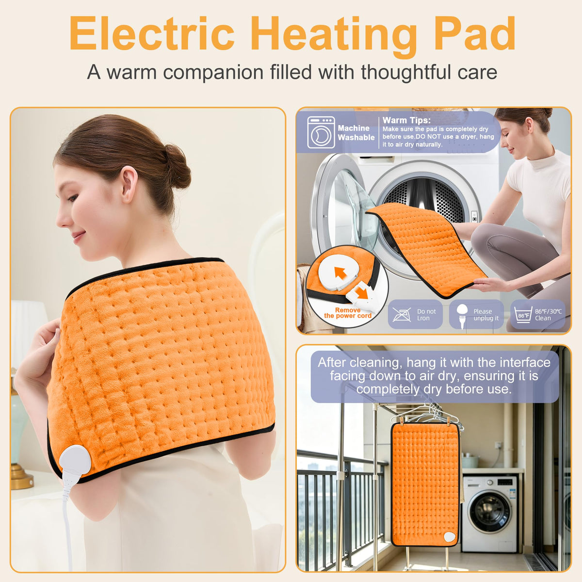 Heating Pad,Electric Heating Pad,Heating Pad for Back,Light Gray,24x12Inch