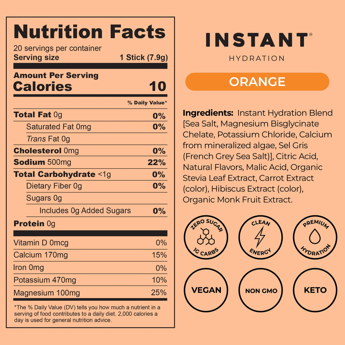 Instant Hydration Sugar Free Electrolytes Powder Packets - Strawberry Lemon Electrolyte Drink Mix & Travel Essentials - Post Workout Recovery, Brain Health, Muscle & Tissue Support - 20 Sticks