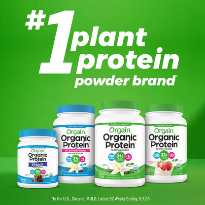 Orgain Organic Vegan 21g Protein Powder, Strawberries & Cream, 2.03 lb