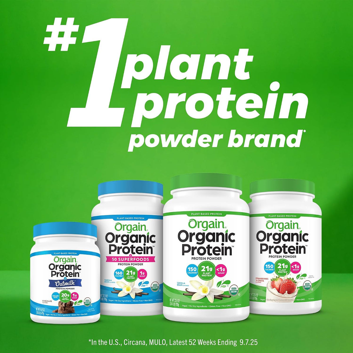 Orgain Organic Vegan 21g Protein Powder, Strawberries & Cream, 2.03 lb
