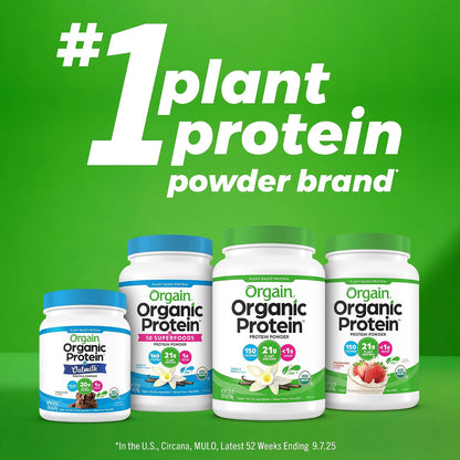 Orgain Organic Vegan 21g Protein Powder, Strawberries & Cream, 2.03 lb