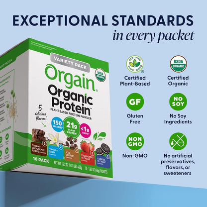 Orgain Organic Vegan 21g Protein Powder, Strawberries & Cream, 2.03 lb