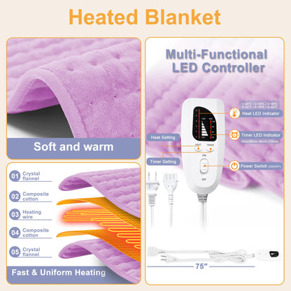 Heating Pad,Electric Heating Pad,Heating Pad for Back,Light Gray,24x12Inch
