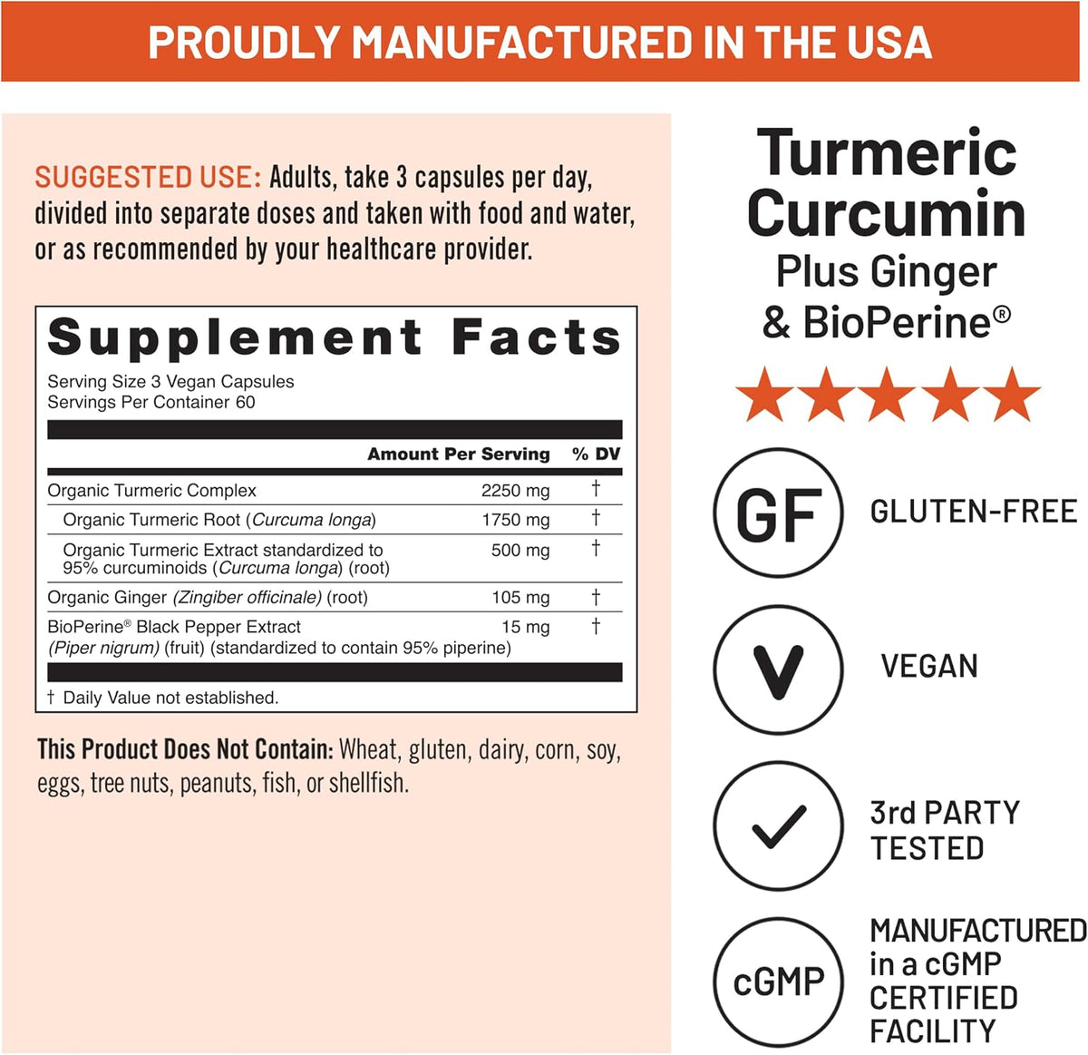 NatureWise Turmeric Curcumin 2250mg Supplement with BioPerine, 180 Capsules