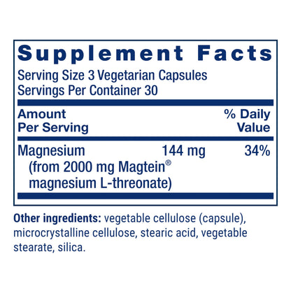 Neuro-Mag Magnesium L-Threonate, Memory Health, Quick Thinking, Cognitive Health Support, Vegetarian, 90 Vegetarian Capsules
