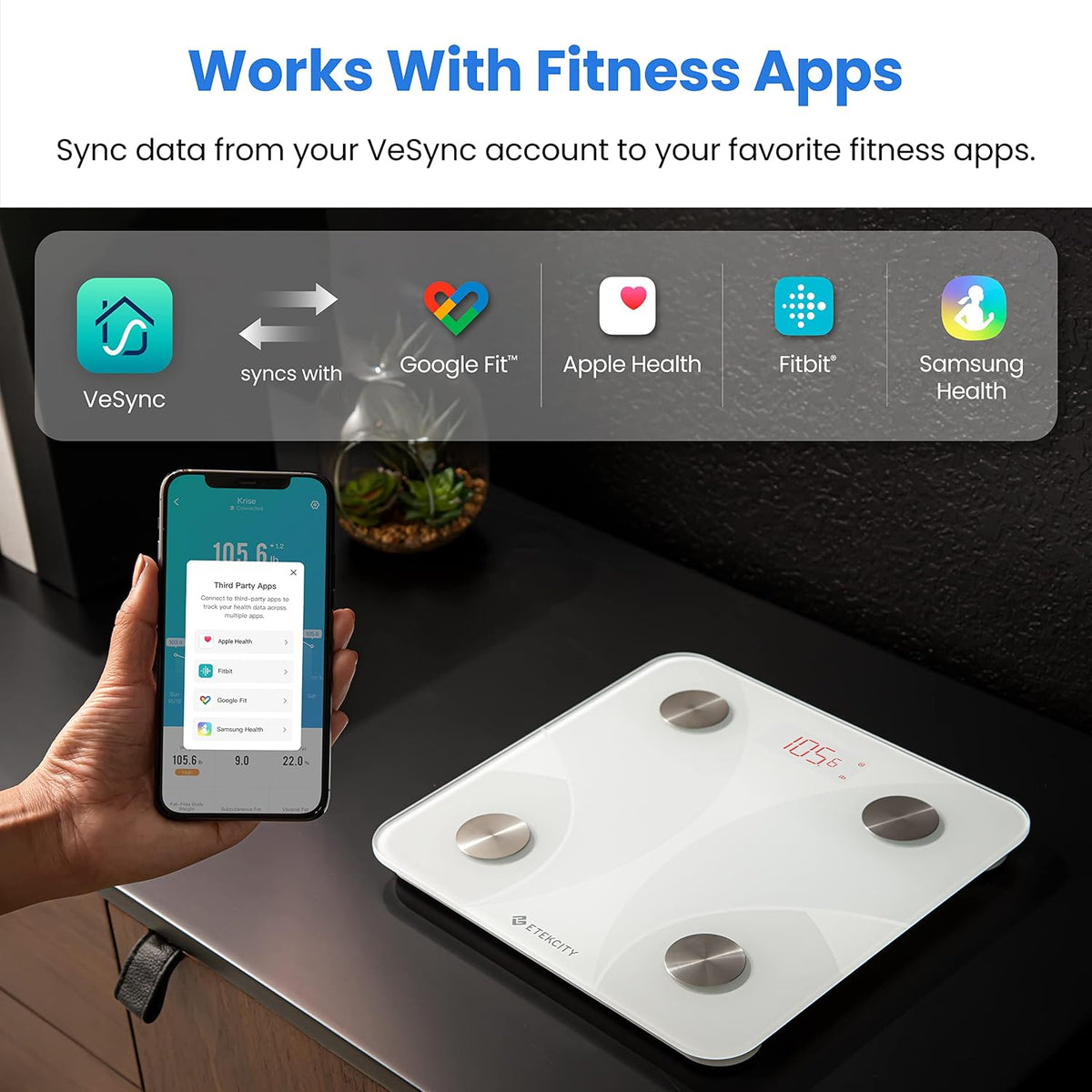 Etekcity Upgraded Smart Scale for Body Weight Fat and BMI, FSA Eligible