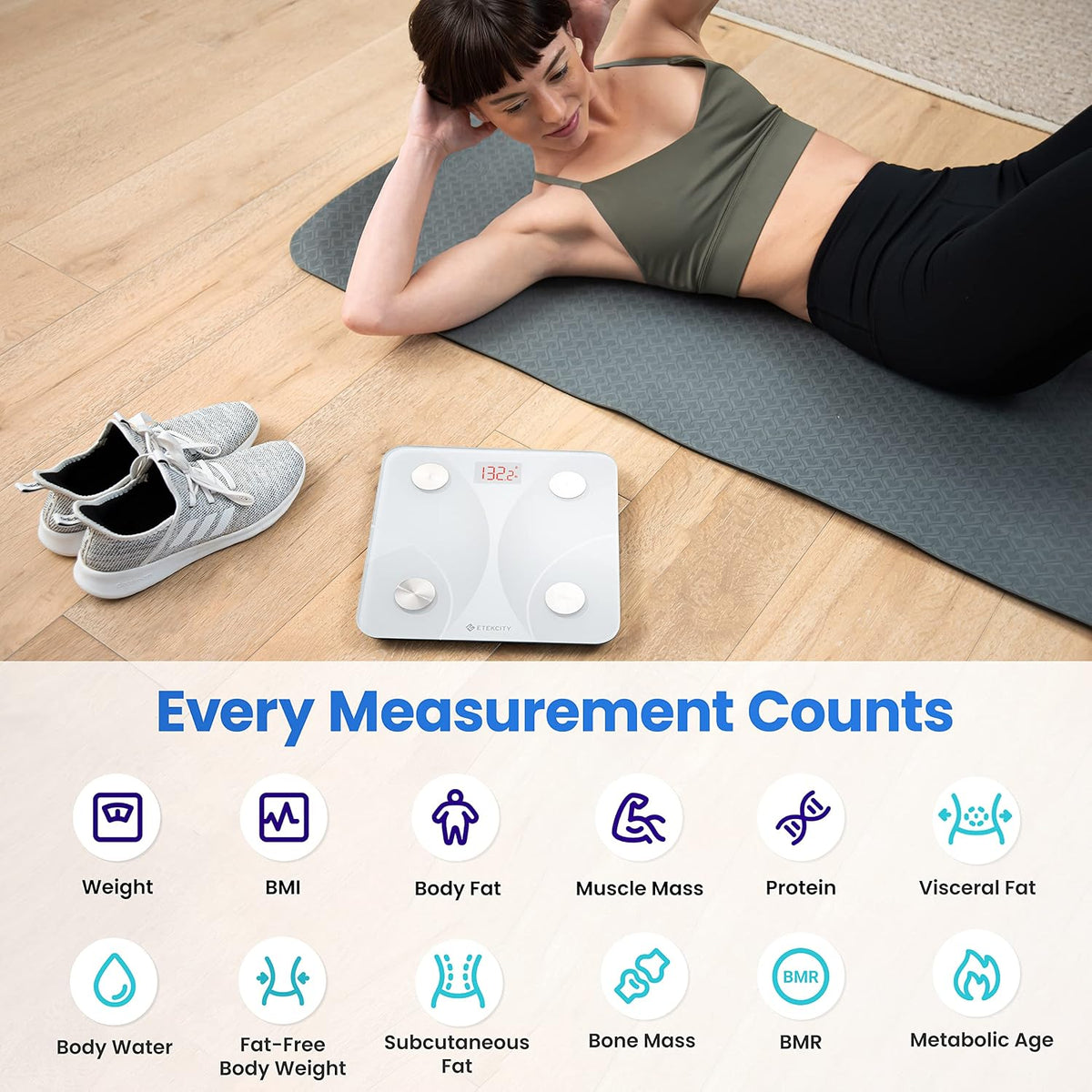 Etekcity Upgraded Smart Scale for Body Weight Fat and BMI, FSA Eligible