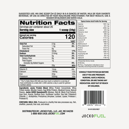 Jocko Fuel Whey Protein Powder, Gingerbread Cookie, 22g Protein, Digestive Enzymes + Probiotic Blend, No Sugar Added, with Essential Amino Acids + Electrolyte Minerals, 31 Servings