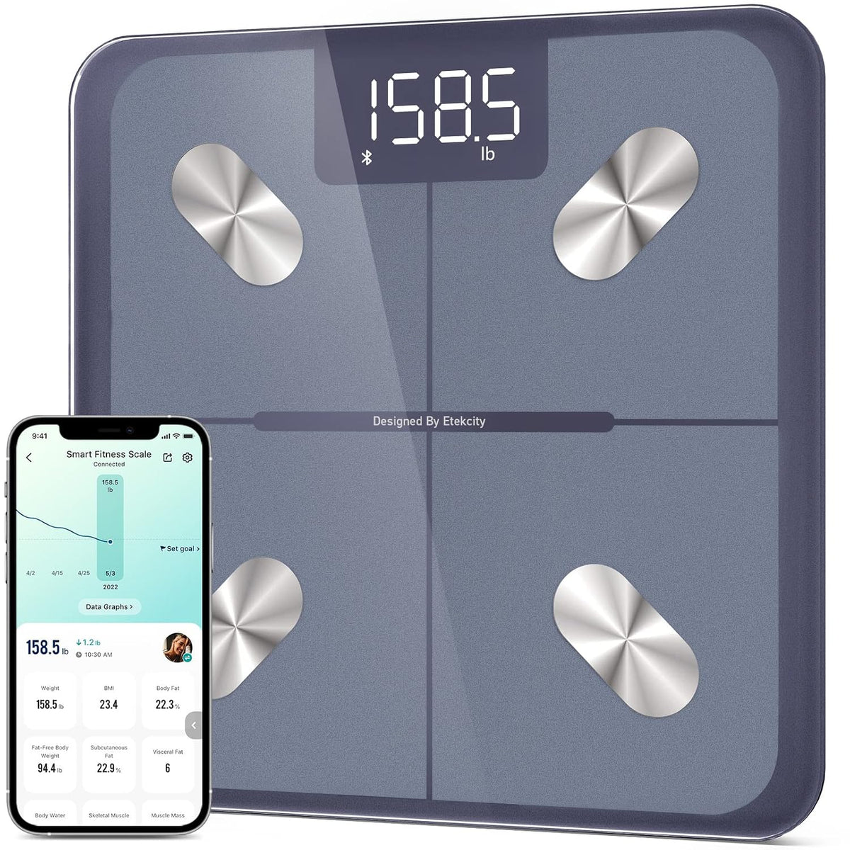 Etekcity Upgraded Smart Scale for Body Weight Fat and BMI, FSA Eligible