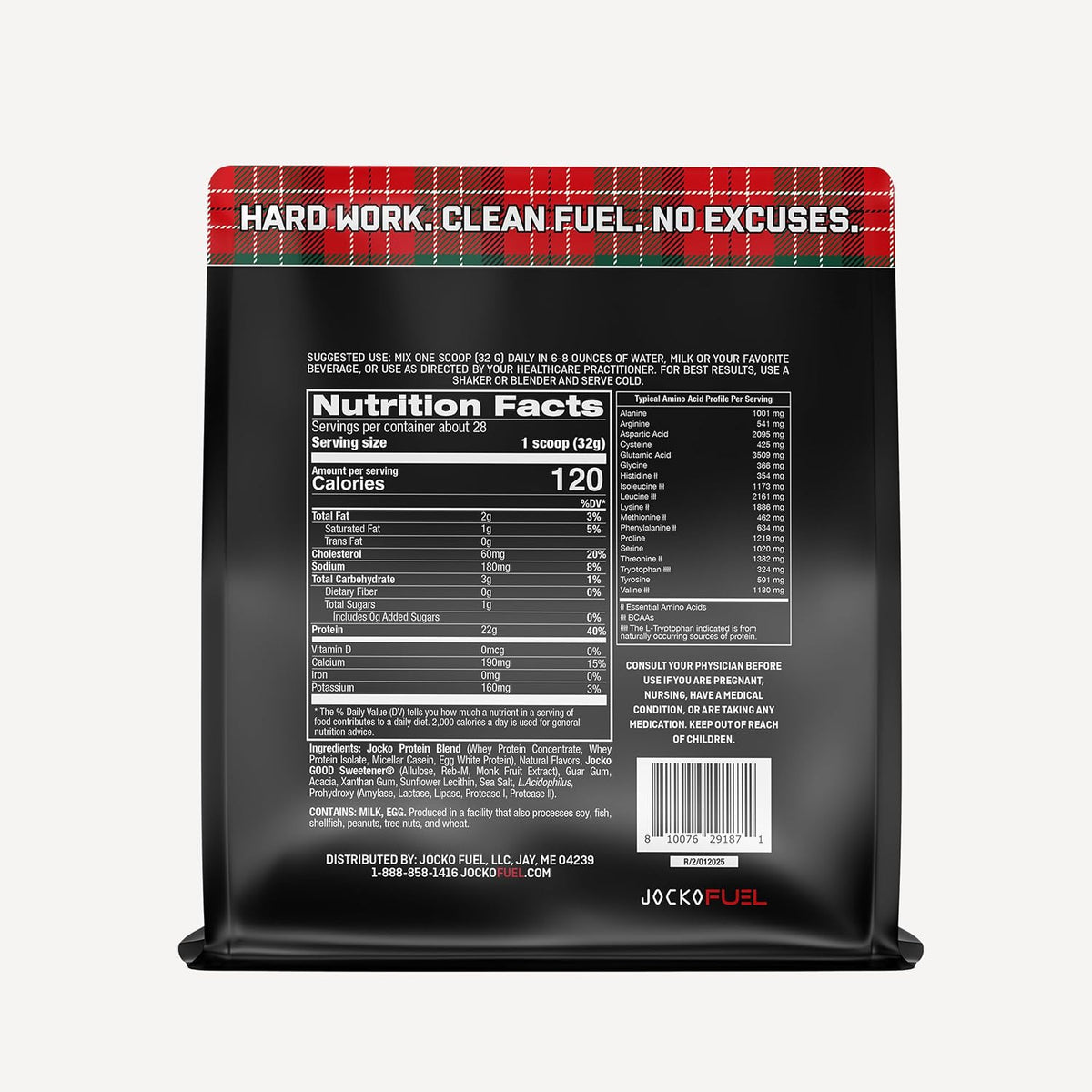 Jocko Fuel Whey Protein Powder, Gingerbread Cookie, 22g Protein, Digestive Enzymes + Probiotic Blend, No Sugar Added, with Essential Amino Acids + Electrolyte Minerals, 31 Servings