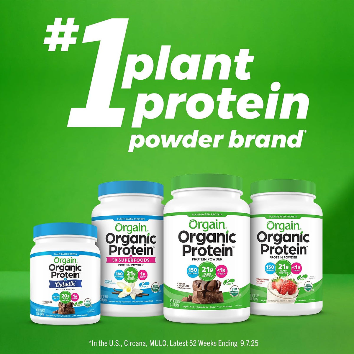 Orgain Organic Vegan 21g Protein Powder, Strawberries & Cream, 2.03 lb