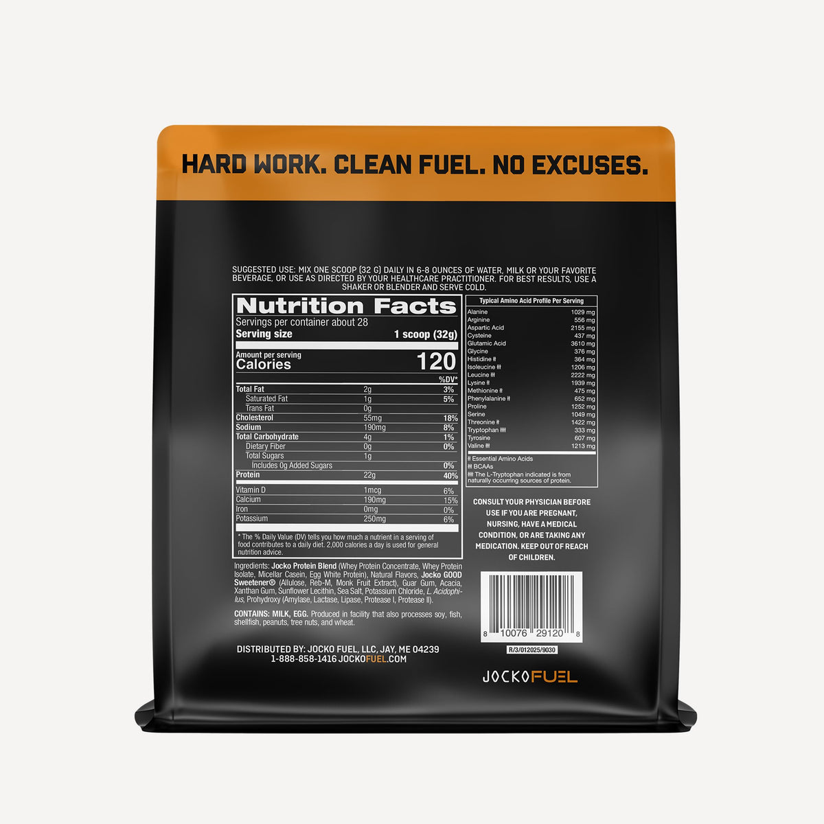 Jocko Fuel Whey Protein Powder, Gingerbread Cookie, 22g Protein, Digestive Enzymes + Probiotic Blend, No Sugar Added, with Essential Amino Acids + Electrolyte Minerals, 31 Servings