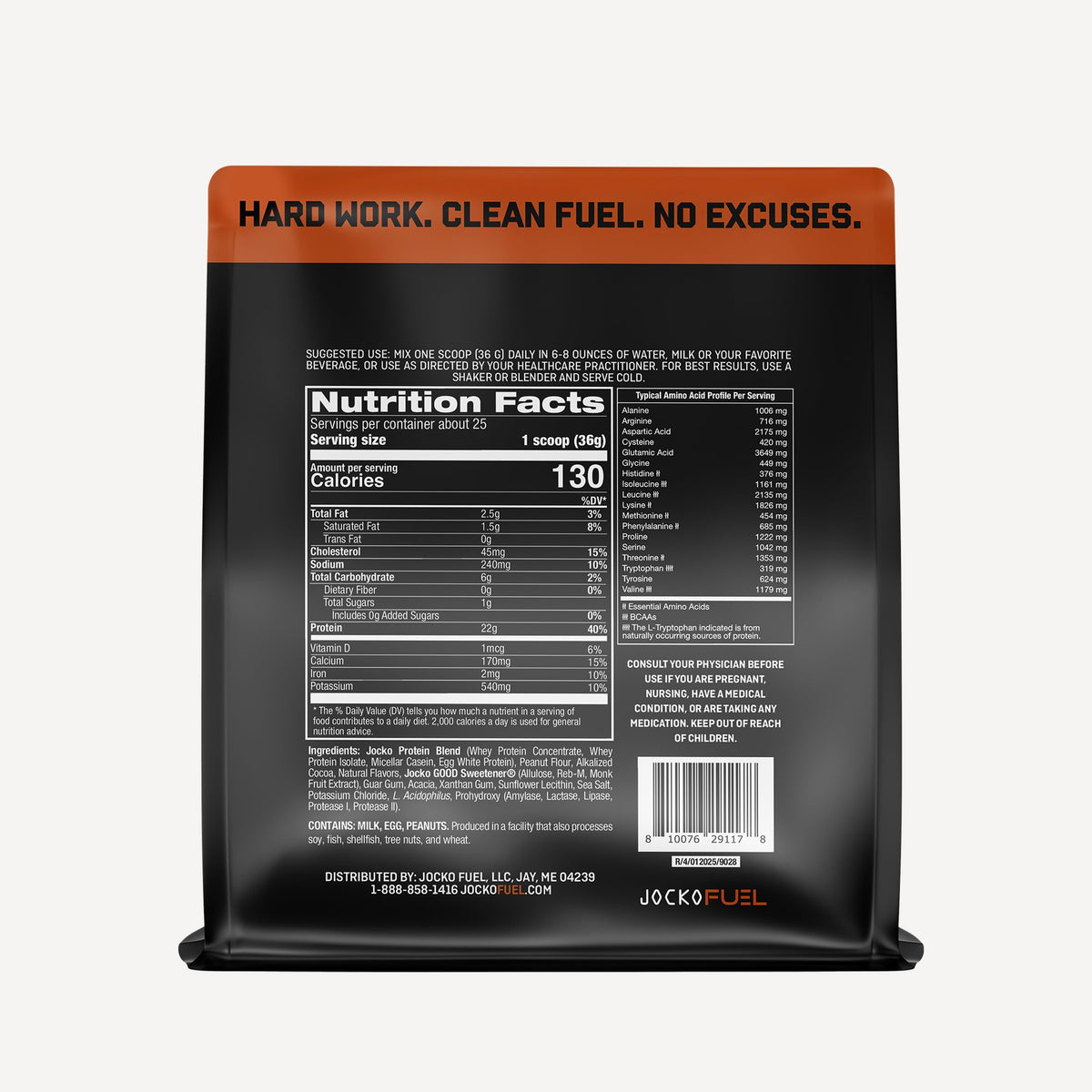 Jocko Fuel Whey Protein Powder, Gingerbread Cookie, 22g Protein, Digestive Enzymes + Probiotic Blend, No Sugar Added, with Essential Amino Acids + Electrolyte Minerals, 31 Servings