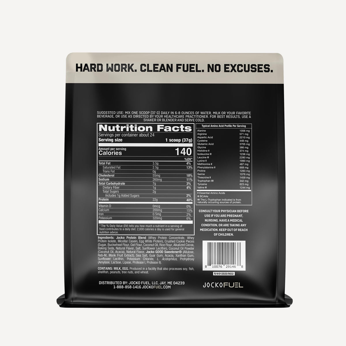 Jocko Fuel Whey Protein Powder, Gingerbread Cookie, 22g Protein, Digestive Enzymes + Probiotic Blend, No Sugar Added, with Essential Amino Acids + Electrolyte Minerals, 31 Servings