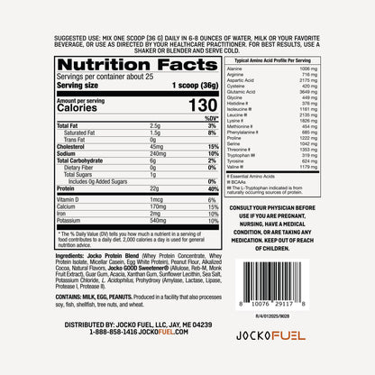 Jocko Fuel Whey Protein Powder, Gingerbread Cookie, 22g Protein, Digestive Enzymes + Probiotic Blend, No Sugar Added, with Essential Amino Acids + Electrolyte Minerals, 31 Servings