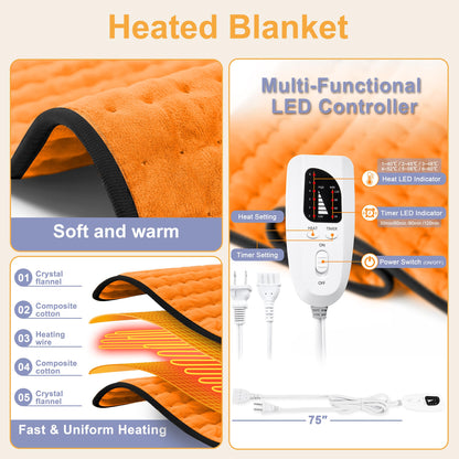 Heating Pad,Electric Heating Pad,Heating Pad for Back,Light Gray,24x12Inch