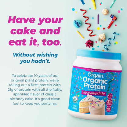 Orgain Organic Vegan 21g Protein Powder, Strawberries & Cream, 2.03 lb