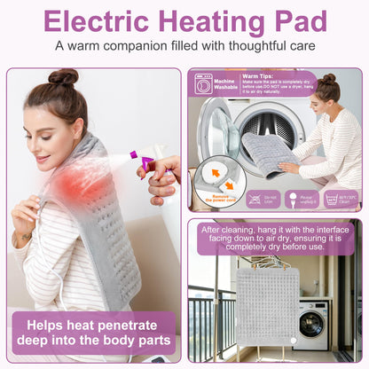 Heating Pad,Electric Heating Pad,Heating Pad for Back,Light Gray,24x12Inch