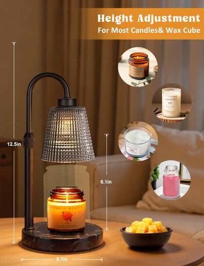 Gold Candle Warmer Lamp with Timer, Dimmable Candle Warmer for Jar Candles, Height Adjustable Wax Melts Warmer, Birthday Gifts for Women Mom, House Warming Gifts New Home Decor
