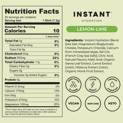Instant Hydration Sugar Free Electrolytes Powder Packets - Strawberry Lemon Electrolyte Drink Mix & Travel Essentials - Post Workout Recovery, Brain Health, Muscle & Tissue Support - 20 Sticks