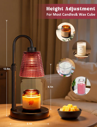 Gold Candle Warmer Lamp with Timer, Dimmable Candle Warmer for Jar Candles, Height Adjustable Wax Melts Warmer, Birthday Gifts for Women Mom, House Warming Gifts New Home Decor