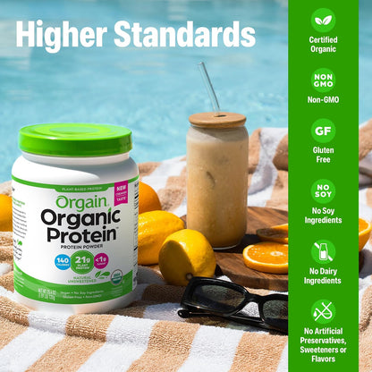 Orgain Organic Vegan 21g Protein Powder, Strawberries & Cream, 2.03 lb