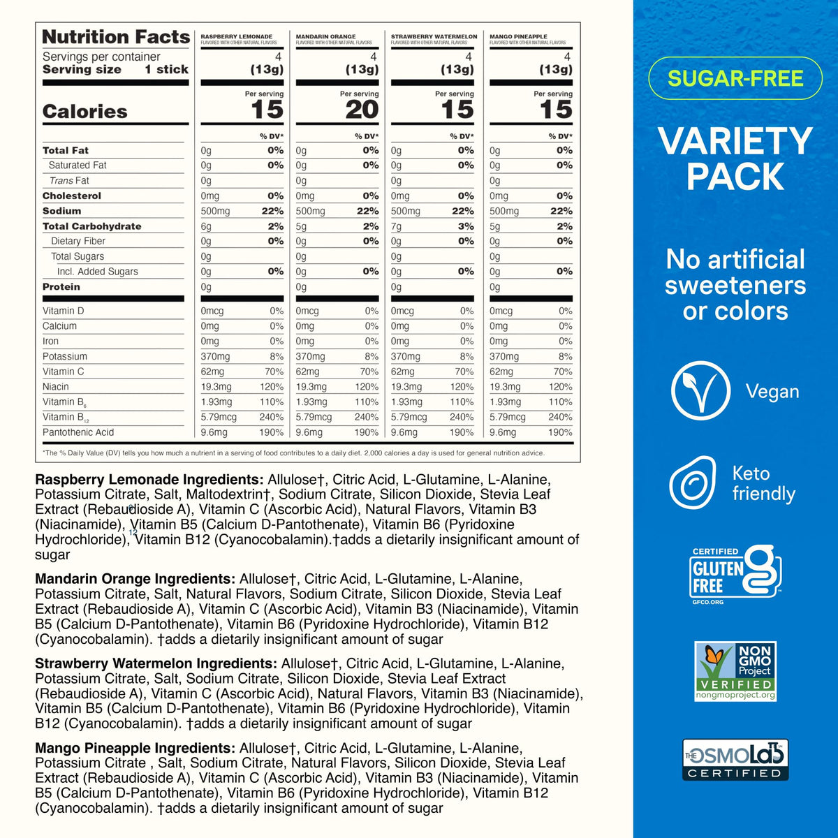 Liquid I.V. Sugar Free Electrolyte Packets, Classic Variety Pack, 16 Count