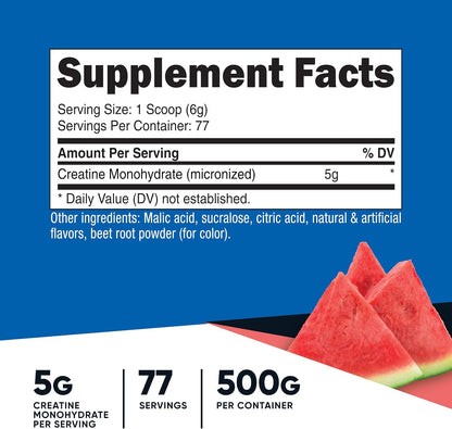 Nutricost Micronized Creatine Monohydrate Powder - 500g (100 Servings) - Pure Unflavored - 5g Per Serving - Non-GMO, Gluten Free