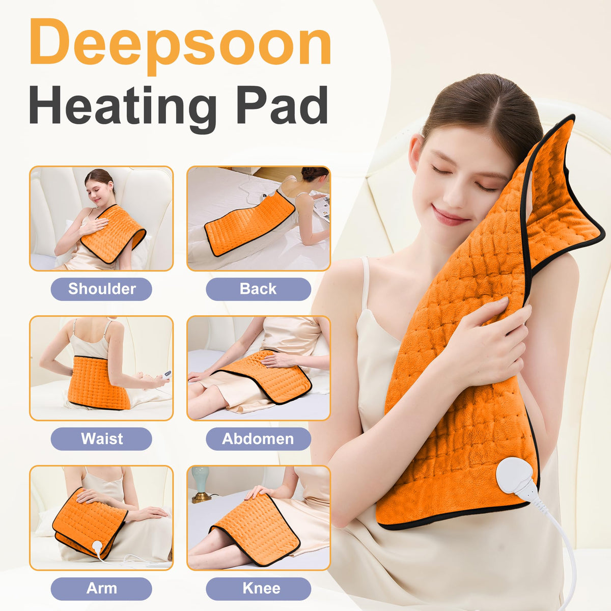 Heating Pad,Electric Heating Pad,Heating Pad for Back,Light Gray,24x12Inch