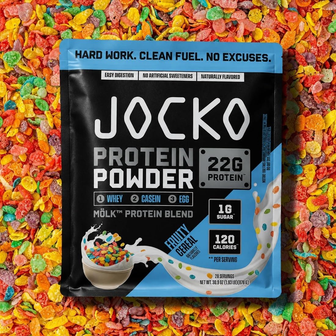 Jocko Fuel Whey Protein Powder, Gingerbread Cookie, 22g Protein, Digestive Enzymes + Probiotic Blend, No Sugar Added, with Essential Amino Acids + Electrolyte Minerals, 31 Servings