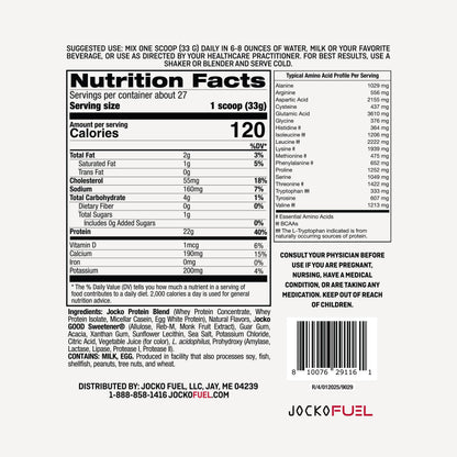 Jocko Fuel Whey Protein Powder, Gingerbread Cookie, 22g Protein, Digestive Enzymes + Probiotic Blend, No Sugar Added, with Essential Amino Acids + Electrolyte Minerals, 31 Servings