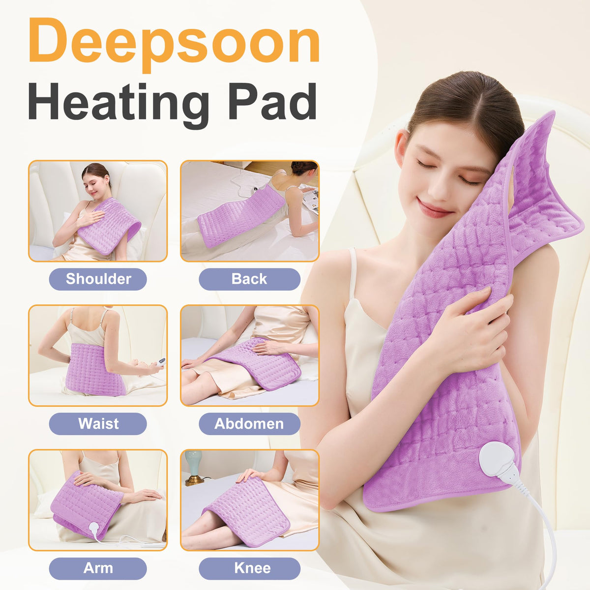 Heating Pad,Electric Heating Pad,Heating Pad for Back,Light Gray,24x12Inch