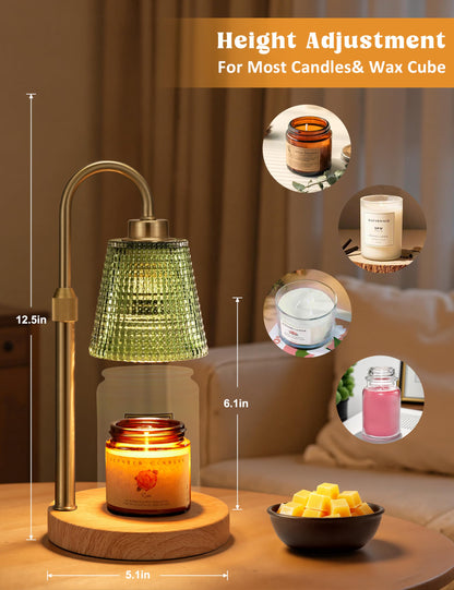 Gold Candle Warmer Lamp with Timer, Dimmable Candle Warmer for Jar Candles, Height Adjustable Wax Melts Warmer, Birthday Gifts for Women Mom, House Warming Gifts New Home Decor