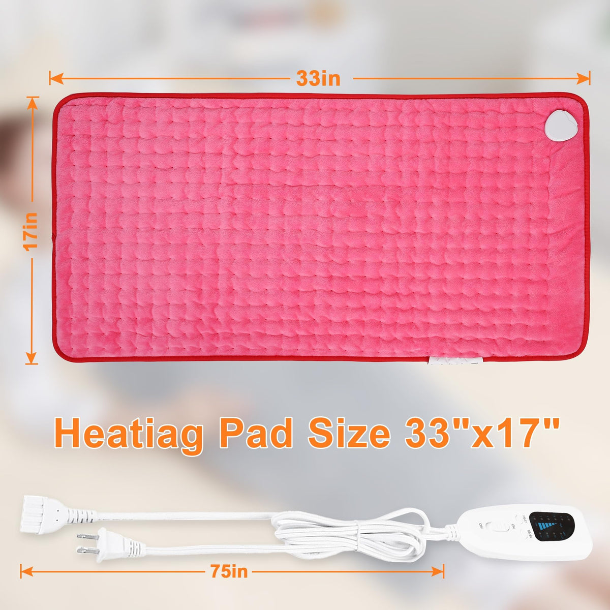 Heating Pad,Electric Heating Pad,Heating Pad for Back,Light Gray,24x12Inch
