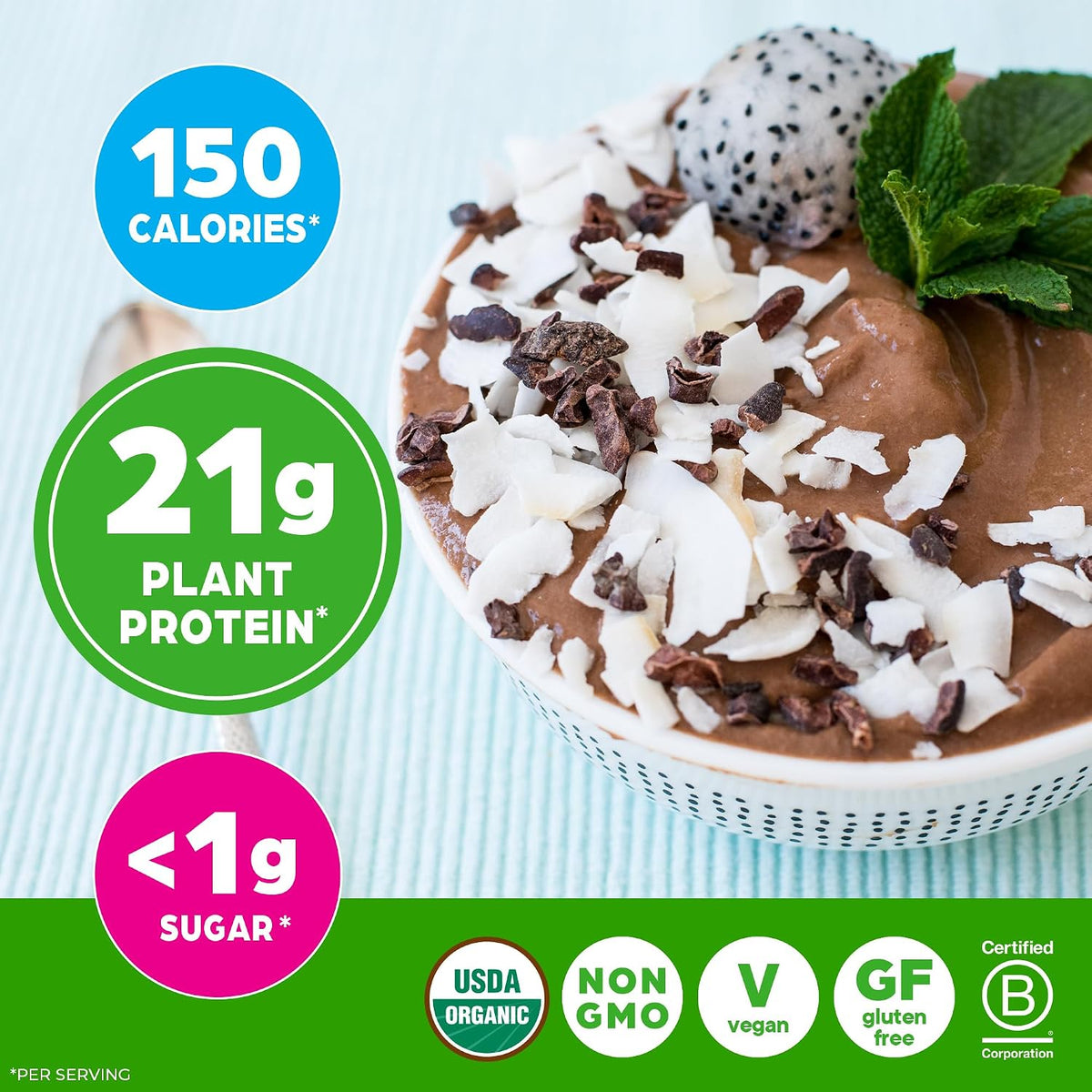Orgain Organic Vegan 21g Protein Powder, Strawberries & Cream, 2.03 lb