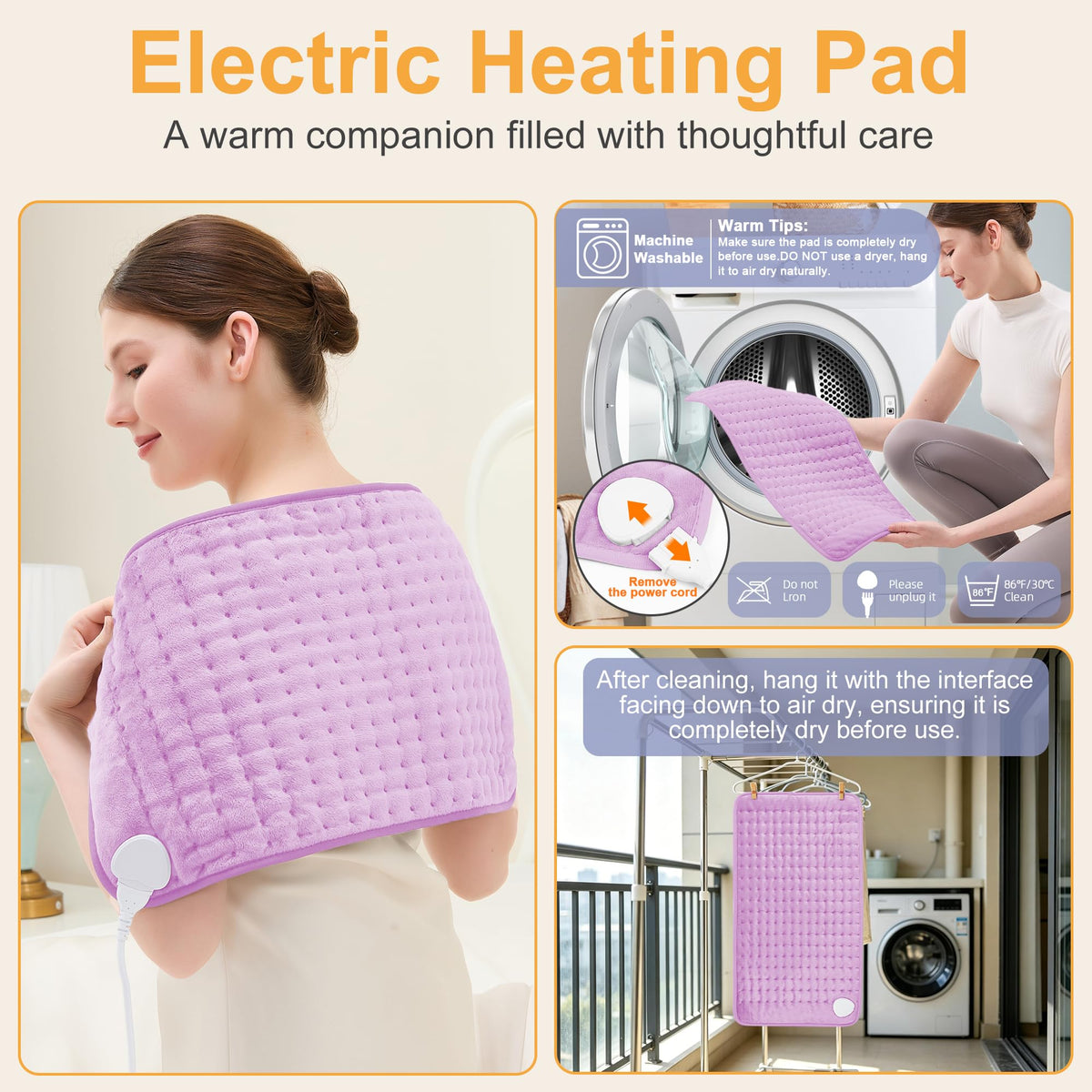 Heating Pad,Electric Heating Pad,Heating Pad for Back,Light Gray,24x12Inch