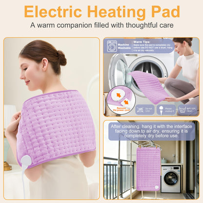 Heating Pad,Electric Heating Pad,Heating Pad for Back,Light Gray,24x12Inch