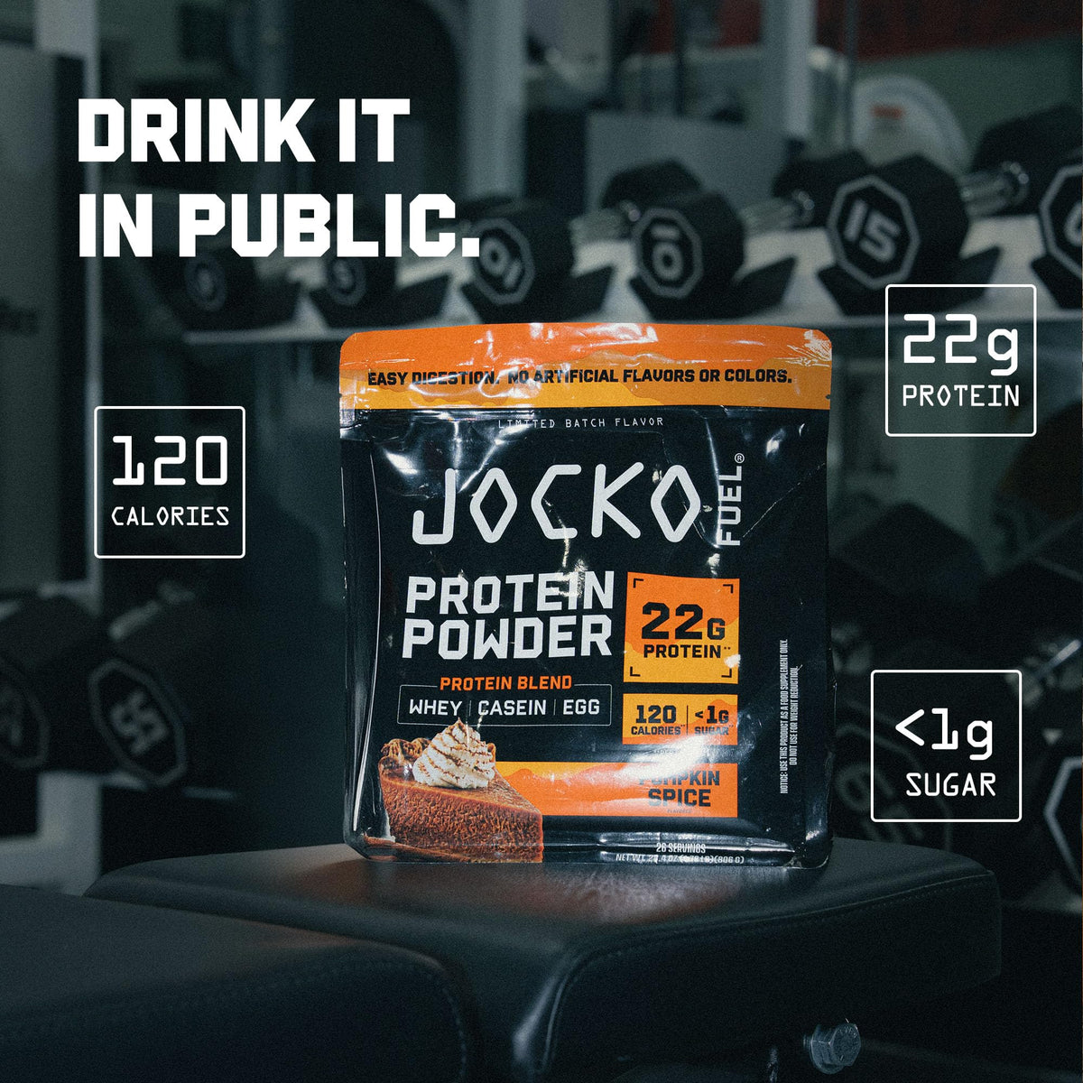 Jocko Fuel Whey Protein Powder, Gingerbread Cookie, 22g Protein, Digestive Enzymes + Probiotic Blend, No Sugar Added, with Essential Amino Acids + Electrolyte Minerals, 31 Servings