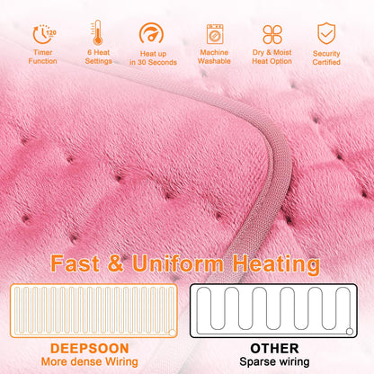 Heating Pad,Electric Heating Pad,Heating Pad for Back,Light Gray,24x12Inch
