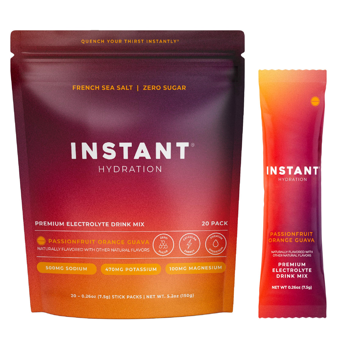 Instant Hydration Sugar Free Electrolytes Powder Packets - Strawberry Lemon Electrolyte Drink Mix & Travel Essentials - Post Workout Recovery, Brain Health, Muscle & Tissue Support - 20 Sticks
