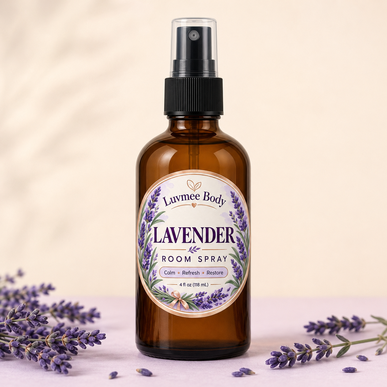 Luvmee Body Lavender Room Spray | Calming Home Fragrance Mist, 4 oz