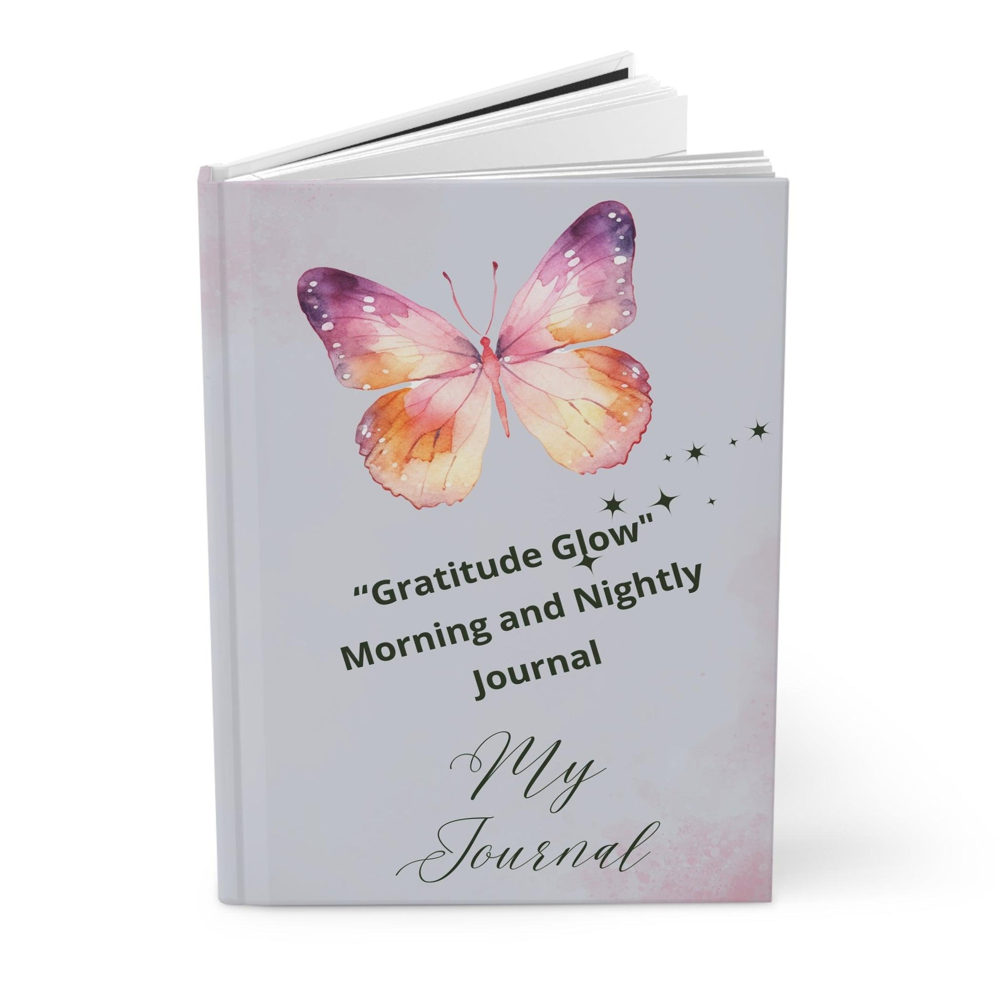 "Gratitude Glow" Journal featuring a butterfly design for morning and nightly reflections