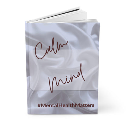 Elegant hardcover journal for stress relief with calming design and motivational #MentalHealthMatters theme