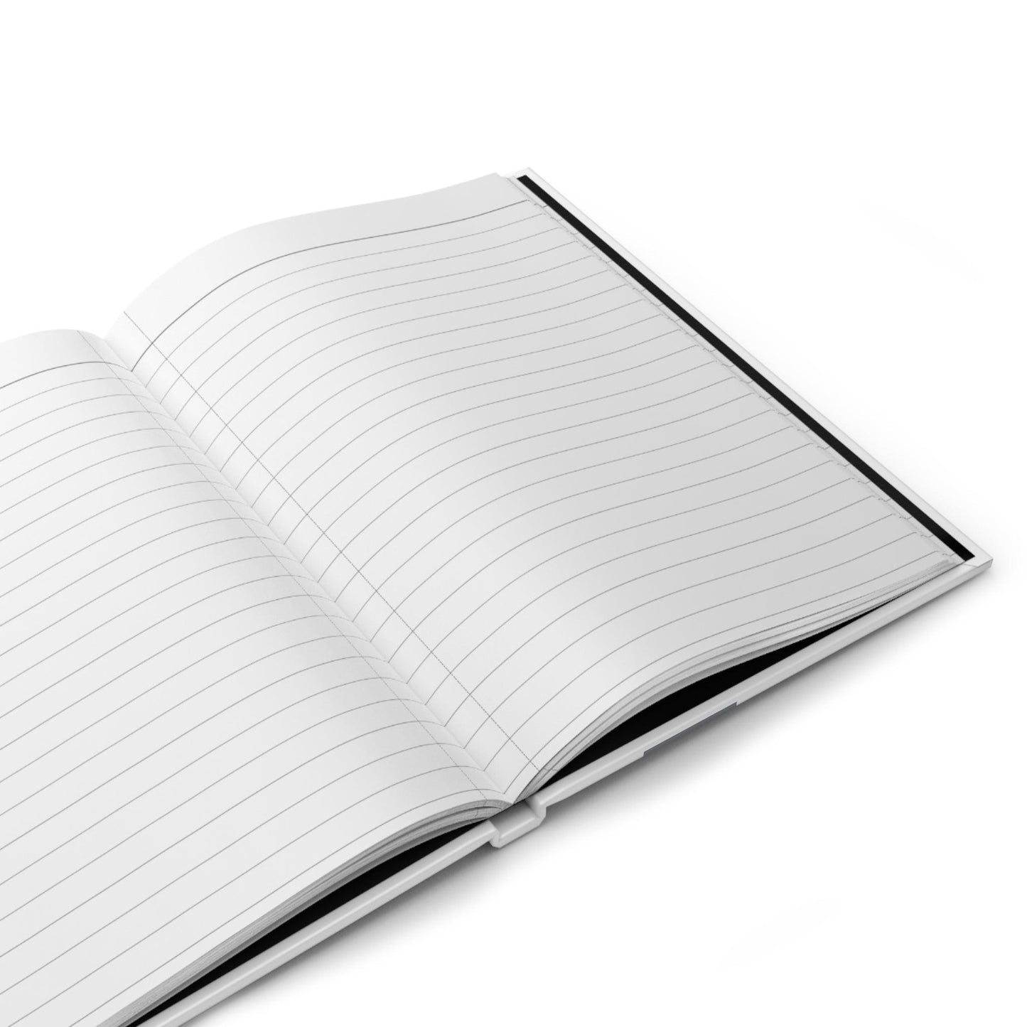 Open hardcover journal for stress relief with lined pages for writing and note-taking