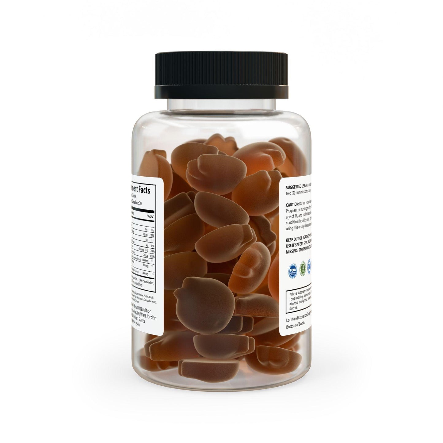 Apple cider vinegar gummies in a clear bottle for health and wellness support